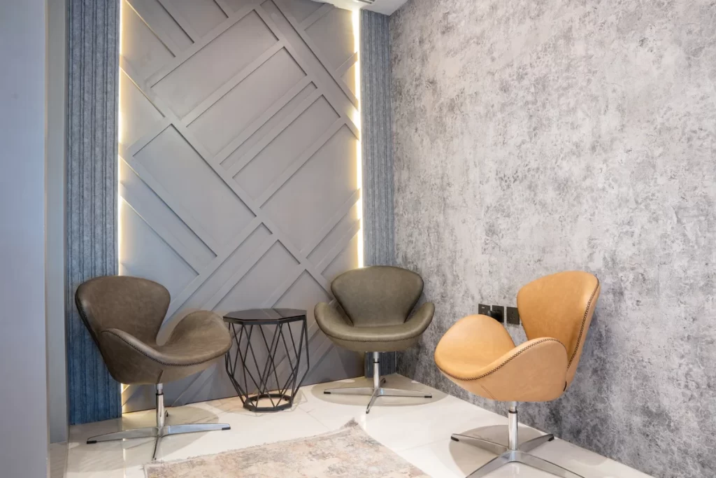 Comfortable modern lounge seating area at WTC Riyadh with premium interior design.