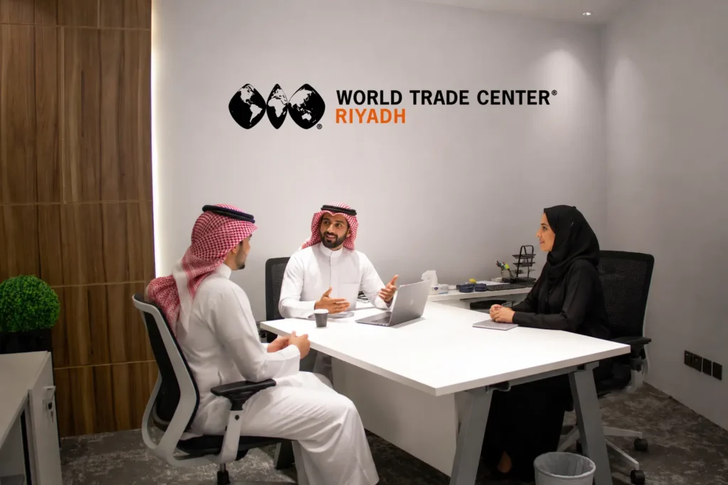 Fully furnished meeting room at World Trade Center Riyadh serviced offices